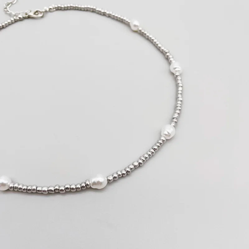 Silver Beads Pearl Women Necklace