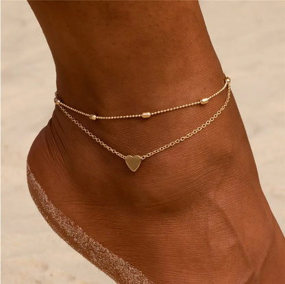 Boho Double Layer pearls Anklet For Women