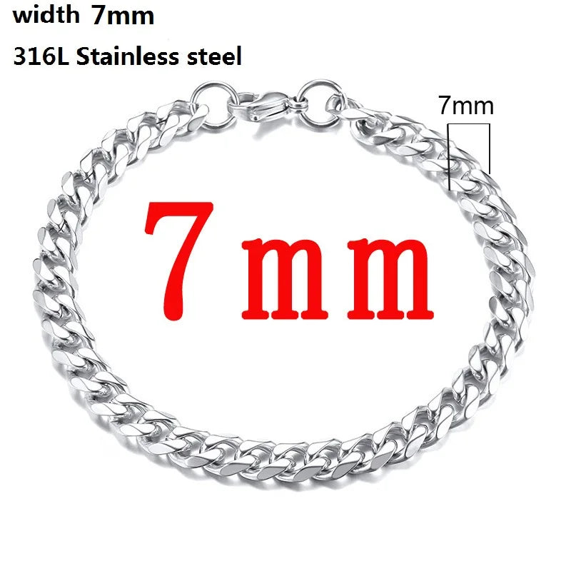 Stainless Steel Cuban Chain Bracelet for Men & Women