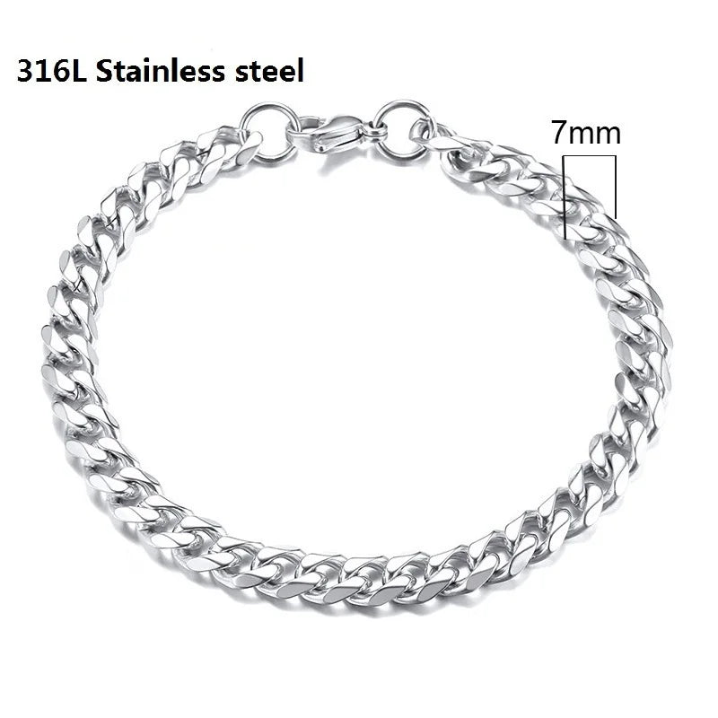 Stainless Steel Cuban Chain Bracelet for Men & Women