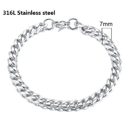 Stainless Steel Cuban Chain Bracelet for Men & Women