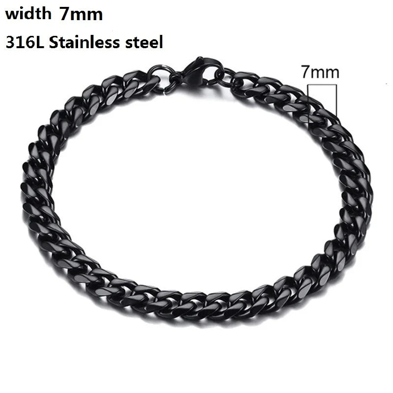 Stainless Steel Cuban Chain Bracelet for Men & Women