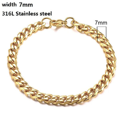 Stainless Steel Cuban Chain Bracelet for Men & Women