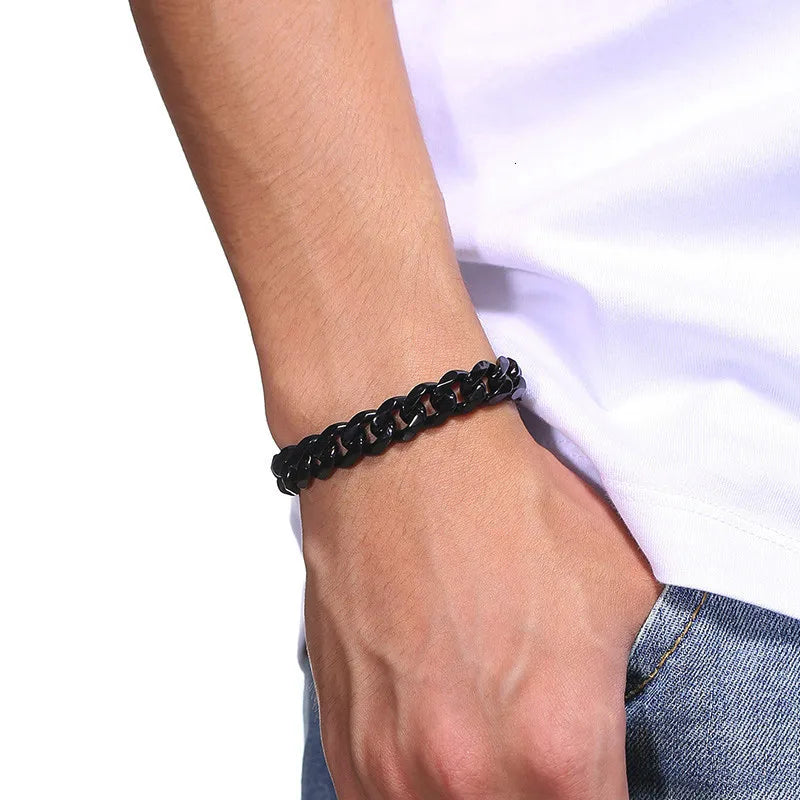 Stainless Steel Cuban Chain Bracelet for Men & Women