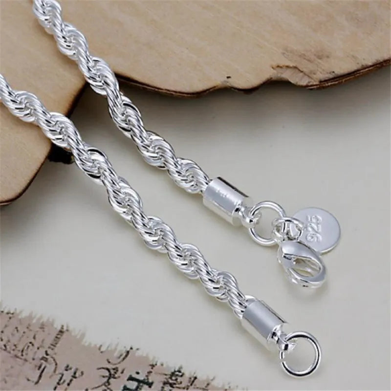 High quality 925 Sterling Silver 4MM Women Bracelet