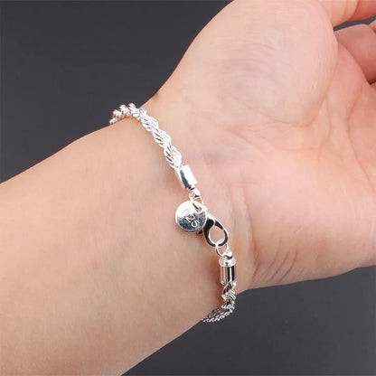 High quality 925 Sterling Silver 4MM Women Bracelet