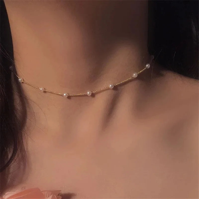 Women's Neck Chain Pearl Choker Necklace