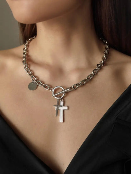 European and American Jewellery Cross Heart Pendant Necklace for Women