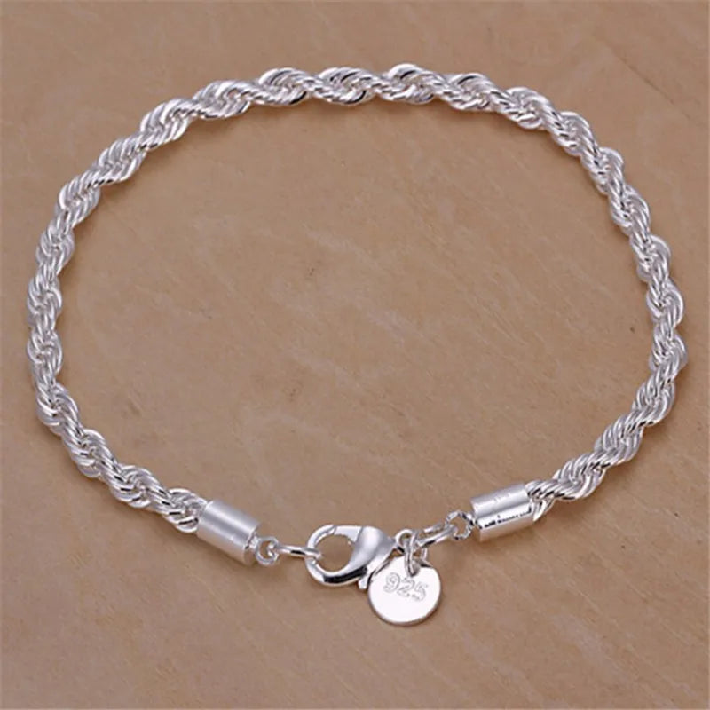 High quality 925 Sterling Silver 4MM Women Bracelet