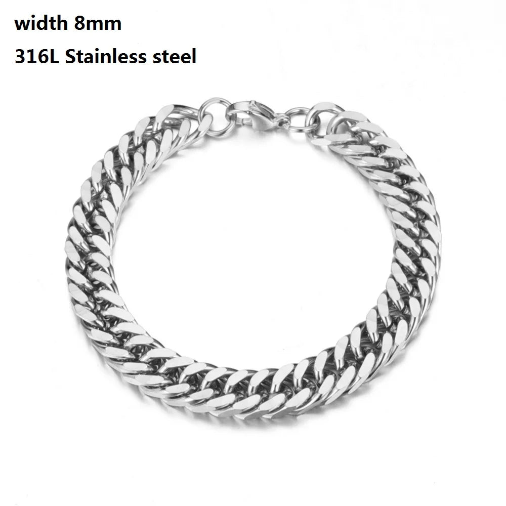 Stainless Steel Cuban Chain Bracelet for Men & Women